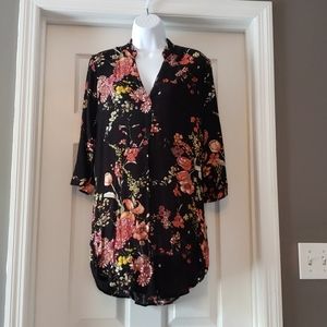 Floral patten v-neck shirt dress